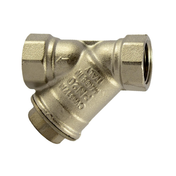 Riegler Schmutzfänger, Messing vernickelt, G 3/4, DN 20, MW 0,5 mm, 140996