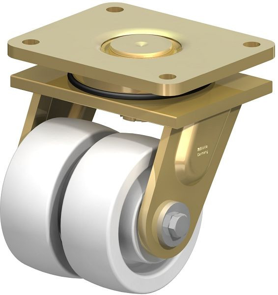 Blickle LSD-SPO 127K Stahlgeschweißte Schwerlast-Doppel-Lenkrolle, schwere Drehkranz-Ausführung, Polyamid, Weiß, 585687