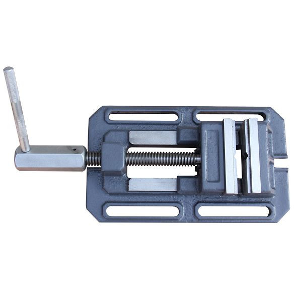 BOKA TSL-100 Bohrschraubstock 100mm, flacher Maschinen-Schraubstock für Metallfräsen mit Prismenbacke, 576310