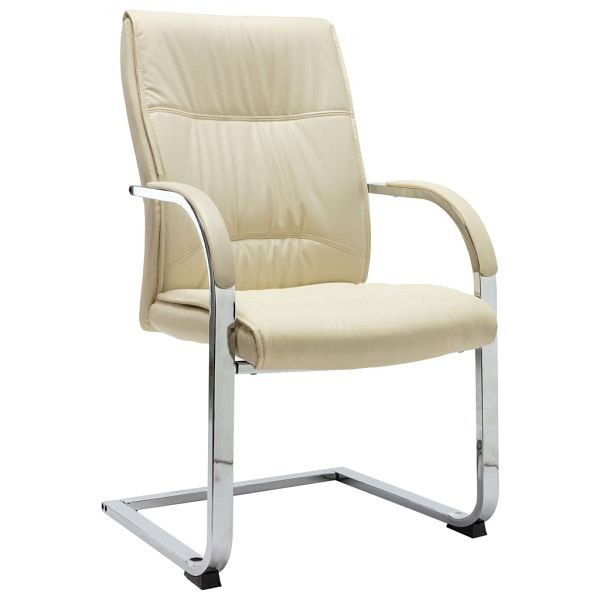 vidaXL Freischwinger Bürostuhl Creme Kunstleder, 289344