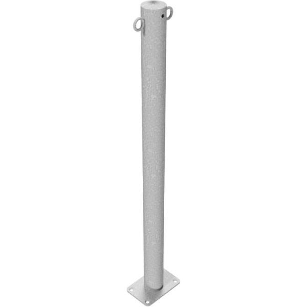 Stein HGS Absperrpfosten -Bollard-, ortsfest /zum Aufdübeln, ohne Farbe, 2 Ösen (180°), Stahlrohr Ø 60 mm, 460p-2