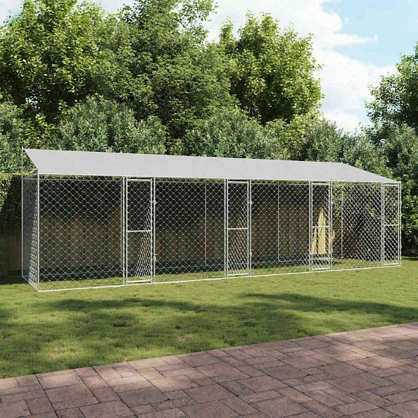 vidaXL Hundekäfig Silber 800 x 200 x 256 cm Verzinkter Stahl, 3368300