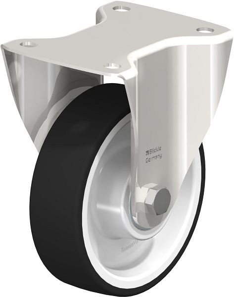 Blickle BX-POTH 150XK Edelstahl-Bockrolle, mittelschwere Ausführung, mit Anschraubplatte, Thermoplastisches Polyurethan, Grau, 484592