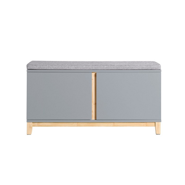 SoBuy Schuhbank mit 2 Türen Hellgrau 90x34x46 cm, Klassisch, FSR117-HG