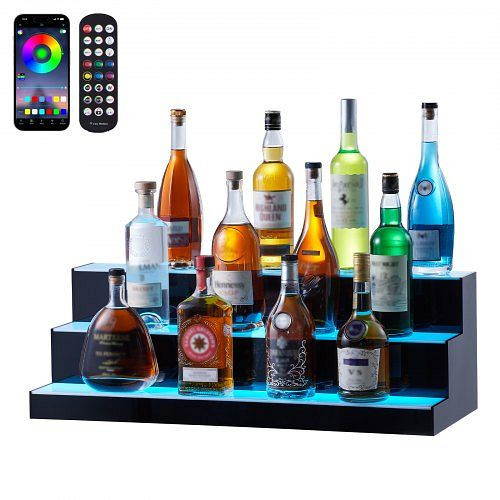 VEVOR Barregal Weinregal LED Beleuchtung Wandmontage 3-stufig 762mm Display, ZTXJPLED330RF57F4V2