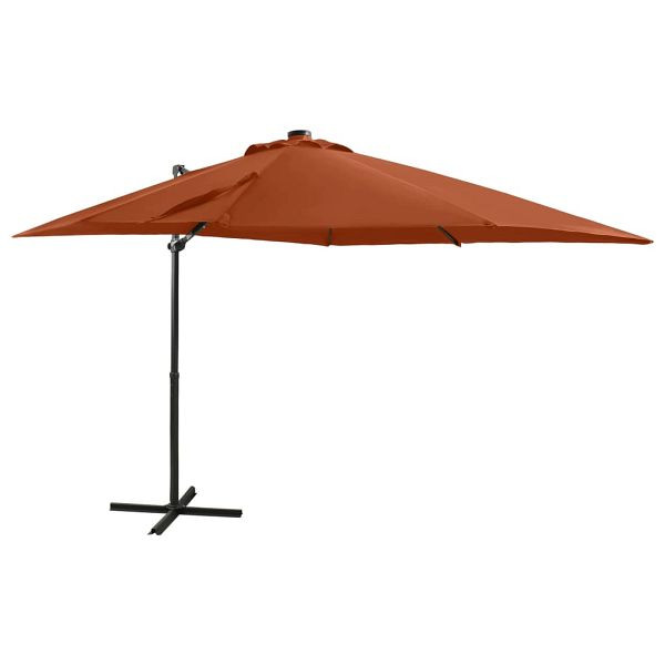 vidaXL Ampelschirm mit Mast und LED-Beleuchtung Terracotta-Rot 250 cm, 312327