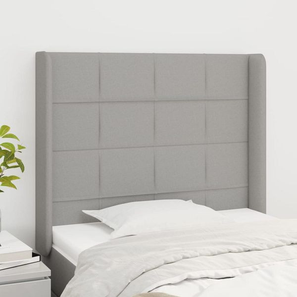 vidaXL Kopfteil mit Ohren Hellgrau 103x16x118/128 cm Stoff, 3119570