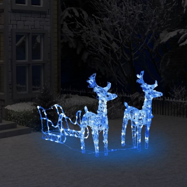vidaXL Rentiere & Schlitten Weihnachtsdekoration 160 LEDs 130 cm Acryl, 328520