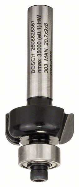 Bosch Hohlkehlenfräser, 8 mm, R1 4 mm, D 20,7 mm, L 8,7 mm, G 53 mm, 2608628361