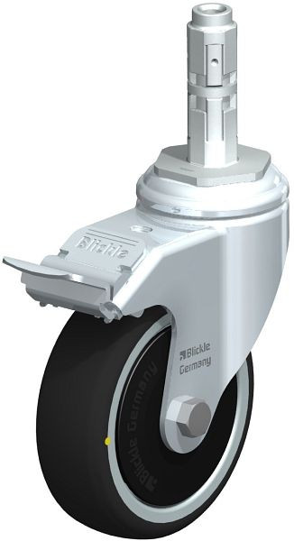 Blickle LKRA-PATH 101K-11-FI-ELS-FK-E12 Apparate-Lenkrolle mit Expander & Feststeller, Thermoplastisches Polyurethan, Grau, 848795