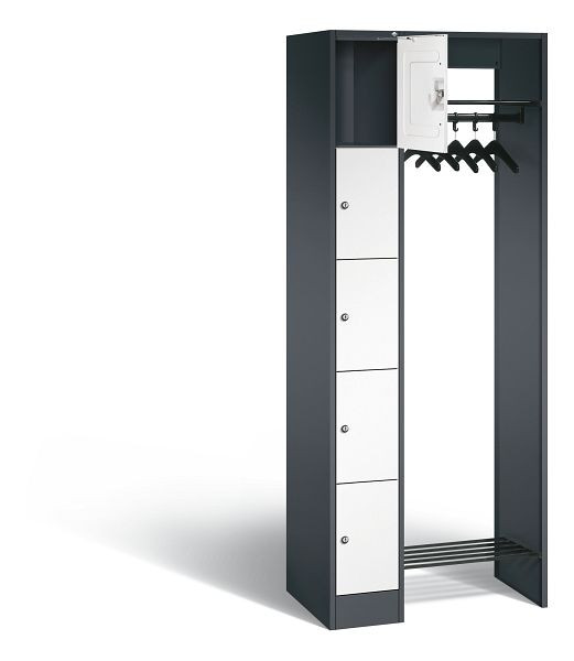 C+P Offene Garderobe Serie 8070, H1950xB740xT480mm, Farbe: Schwarzgrau / Verkehrsweiß, 80700-00 S10325
