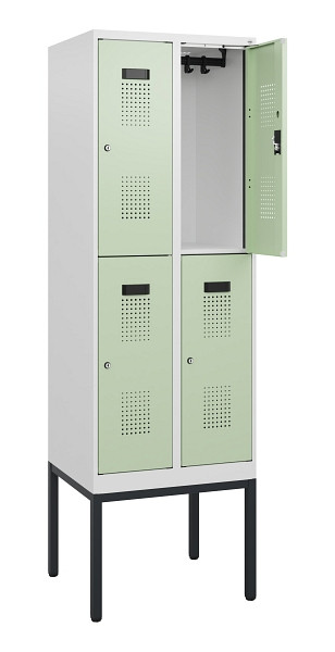 C+P Doppelstock-Spind Evolo PLUS, Gestell, 4 Fächer, 1950x600x500mm, 9016/6019, Zylinderschloss, 0493305-20 S10051