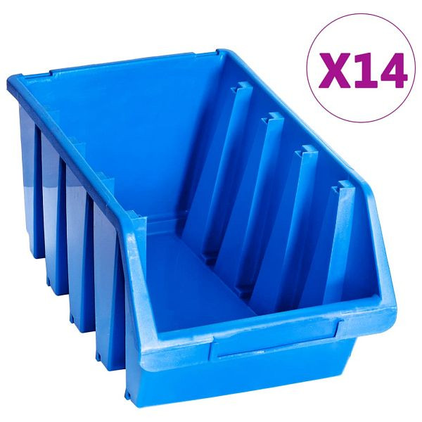 vidaXL Stapelboxen 14 Stk. Blau Kunststoff, 146286, 8719883874876