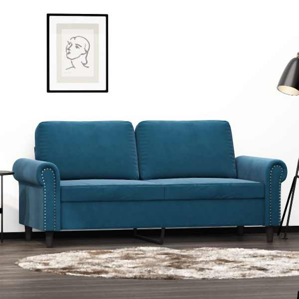 vidaXL 2-Sitzer-Sofa Blau 140 cm Samt, Füllung: Schaumstoff, 359538