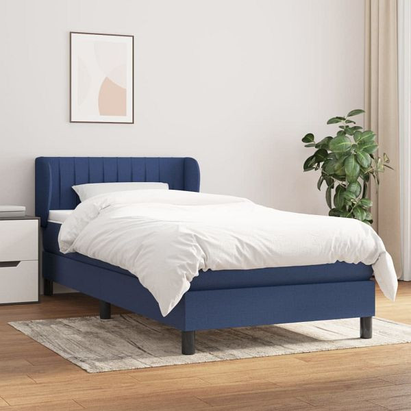 vidaXL Boxspringbett mit Matratze Blau 100x200 cm Stoff, 3126387