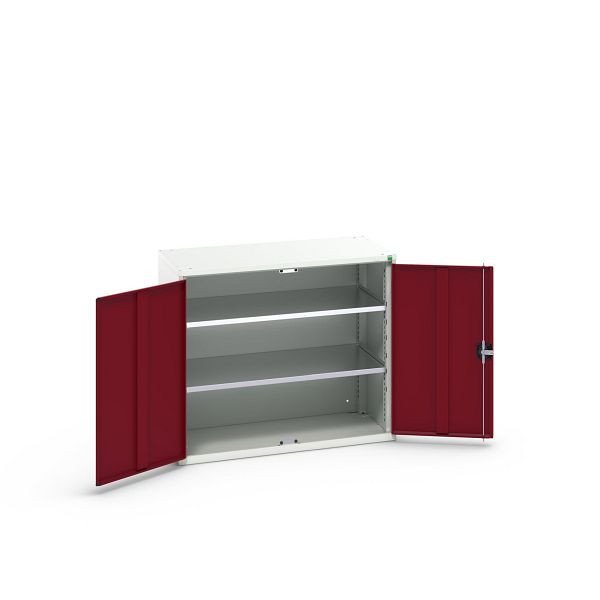 bott verso Flügeltürschrank, mit 2 Fachböden, BxTxH: 1050 x 550 x 900 mm, Lichtgrau / Purpurrot, 16926247.24