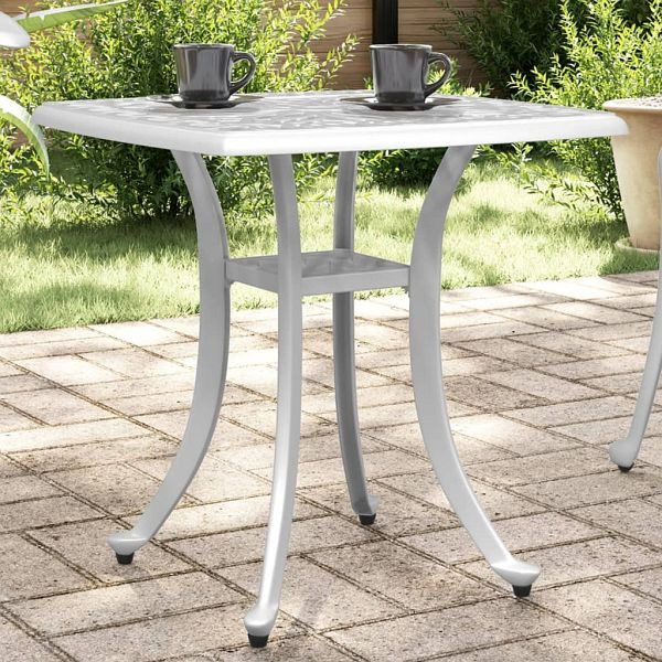 vidaXL Gartentisch Weiß 53x53x53 cm Aluminiumguss, 4002817