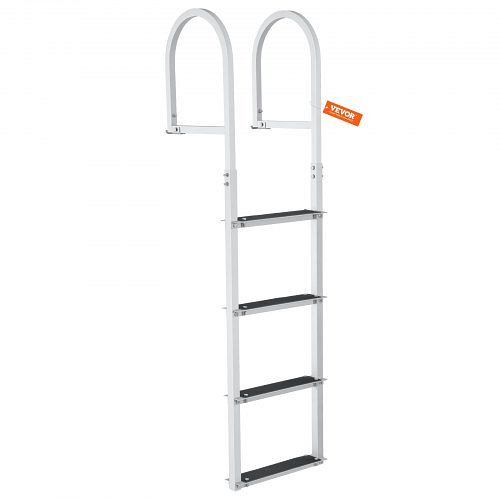 VEVOR Dockleiter 4 abnehmbare Stufen 227 kg Tragkraft Aluminiumlegierung mit 8 cm breiter Stufe und rutschfester Gummimatte, MTZTCXSJFHXJDT0PBV0