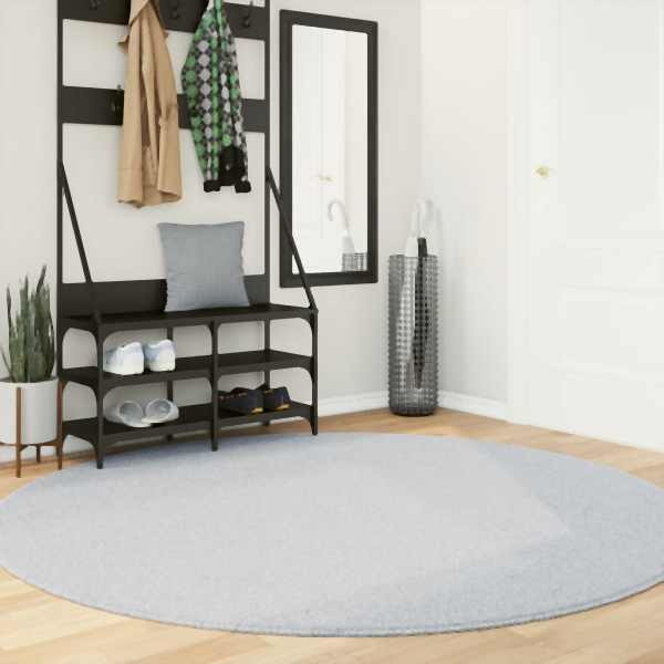 vidaXL Teppich HUARTE Kurzflor Weich und Waschbar Grau Ø 200 cm, 375088