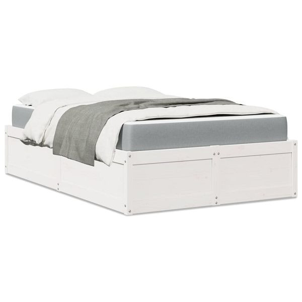 vidaXL Bett mit Matratze Weiß 140x190 cm Massivholz Kiefer, 3281947