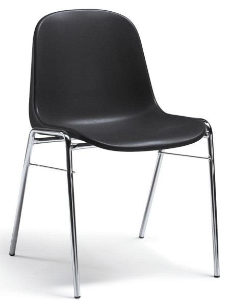 Deskin Besucherstuhl HIP, 4-Fuß Gestell verchromt, Polyamidschale, Farbe schwarz, VE: 4 Stück, 204564