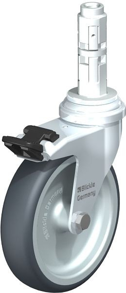 Blickle LRA-TPA 100G-FI-E02 Apparate-Lenkrolle mit Expander & Feststeller, Thermoplastisches Gummi-Elastomer, Grau, 627000