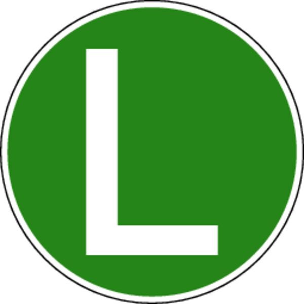 Schilder Klar Fahrzeugkennzeichen grün/weiß L für lärmarme LKW, 220 mm Folie selbstklebend, 550/67