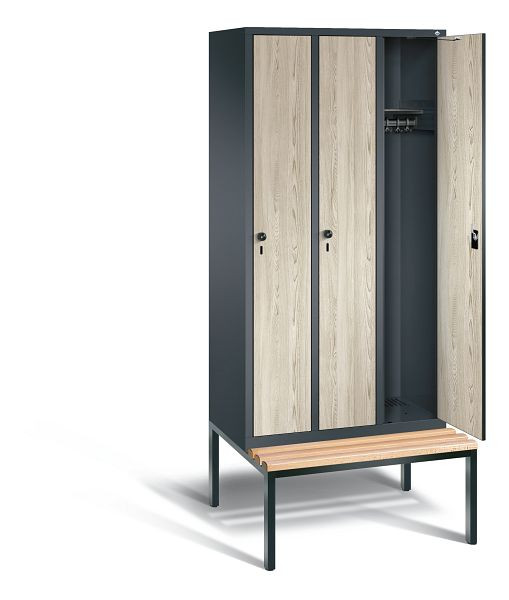 C+P Garderobenschrank Evolo, H2090xB900xT815mm, Farbe: Anthrazitgrau / Dekor Sen-Esche, 48050-30 S10636