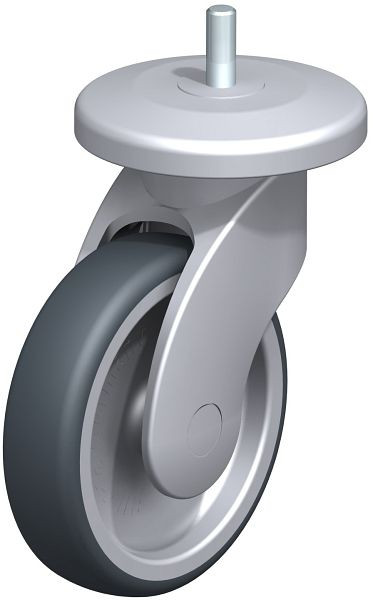 Blickle LWG-TPA 126G-11-AMG100 Kunststoff-Lenkrolle WAVE mit Abweisrad, Thermoplastisches Gummi-Elastomer, Grau, 849546