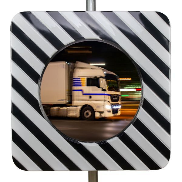 dancop Verkehrsspiegel, Rahmen schwarz-weiß, Edelstahl rund Ø60 cm, TM-F INOX 60