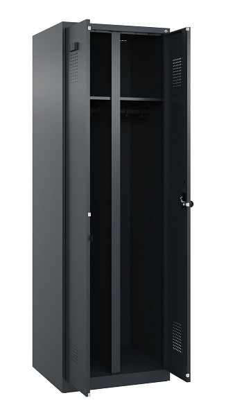C+P Schwarz-Weiß-Spind Evolo PLUS, 2 Abteile, 1850x600x500mm, 7016/7016, Drehriegel, 049002-20 S10016