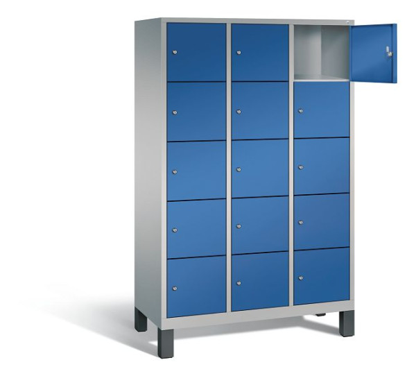 C+P Schließfachschrank Evolo, H1850xB1200xT500mm, Farbe: Weißaluminium / Enzianblau, 48010-325 S10147