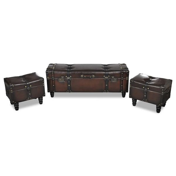 vidaXL Sitztruhen-Set 3 Stück Braun, Kiefer, 112 x 36 x 42,5 cm, 240551