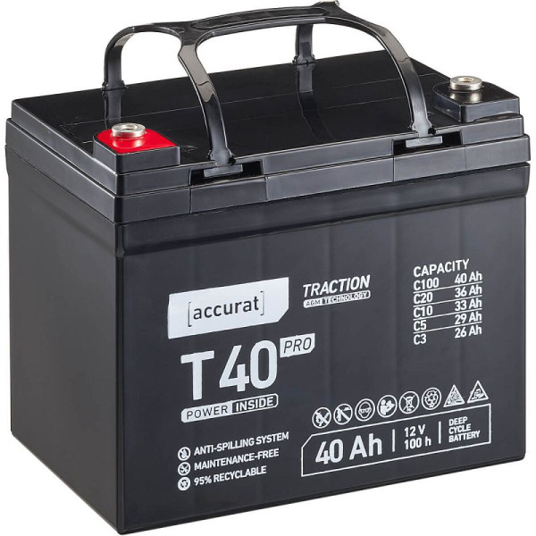 Accurat Traction Pro T40 AGM Batterie 12V 40Ah, VBB-AGM-P-T40