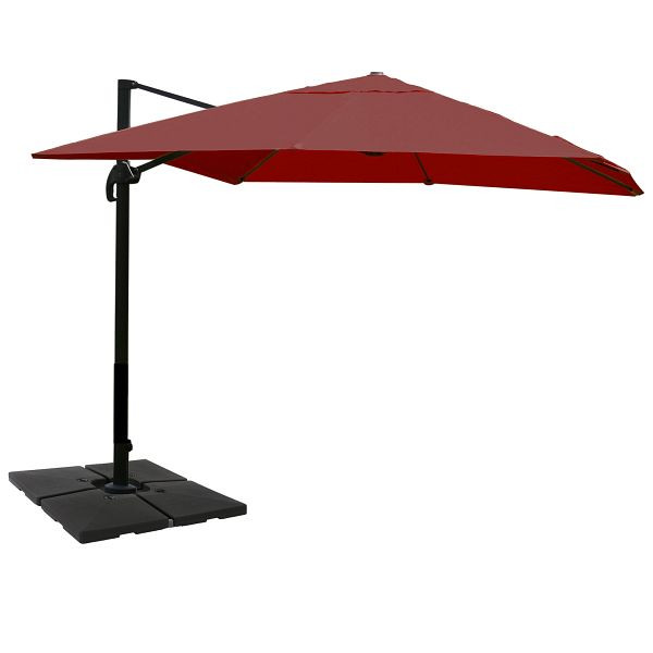 Mendler Gastronomie-Ampelschirm HWC-A96, Sonnenschirm, 3x4m (Ø5m) Polyester/Alu 26kg, bordeaux mit Ständer, 134331+35661