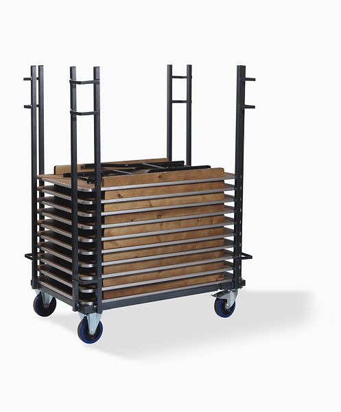 Feros Transportwagen Banketttische rechteckig, Größenverstellbar, Hammerschlag, 126-208x84-100x168cm (BxTxH), T90700