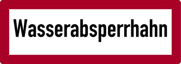 Schilder Klar Brandschutzzeichen Wasserabsperrhahn, 297x105 mm Folie selbstklebend, 310/61