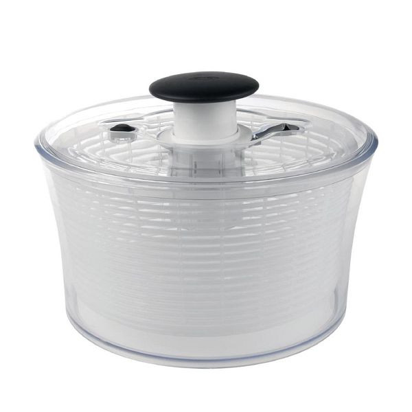 OXO Good Grips Salat- und Kräuterschleuder 2,8L, Knopf eindrückbar für platzsaprende Lagerung, GG058