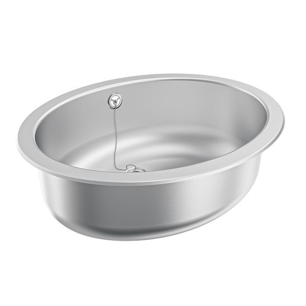 KWC Ovalbecken, RONDO, Edelstahl, seidenmatt, 510x155x390 mm, Überlauf, Ab- und Überlaufgarnitur, 3600009756