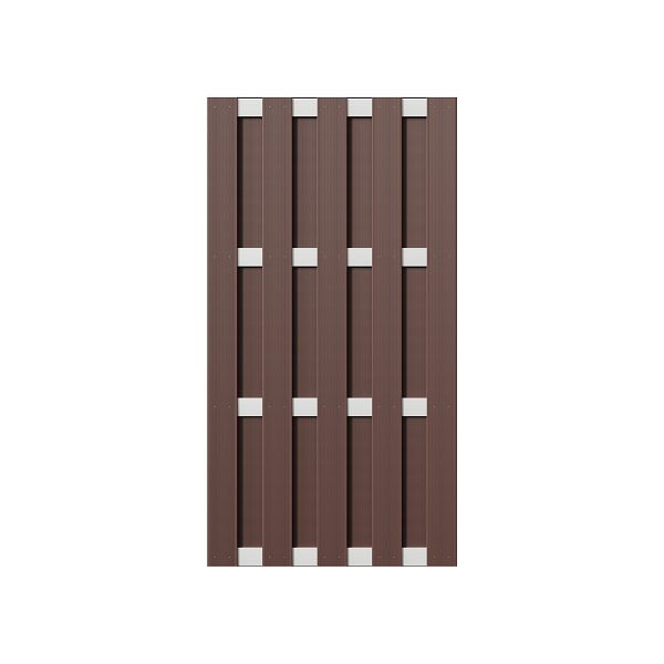 T&J ELDENA-Serie BRAUN, 90 x 180 cm, WPC-Bretterzaun, 4 Querriegel ALU hell eloxiert, 44610