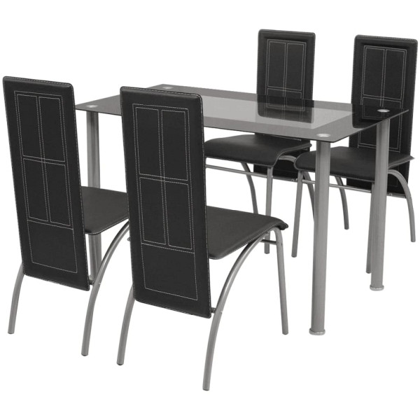 vidaXL Fünfteilige Essgruppe Schwarz, 242912, 8718475970033
