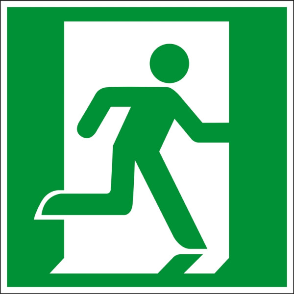 Eichner Fluchtwegsschild "Fluchtweg - Notausgang rechts", B x H: 20 x 20 cm, Aluminium, langnachleuchtend HI 150, 9225-14065-020