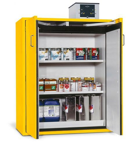asecos Feuerbeständiger Gefahrstoffschrank G 1200-F mit Flügeltüren, gelb, 117033