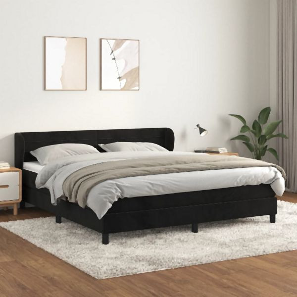 vidaXL Boxspringbett mit Matratze Schwarz 160x200 cm Samt, 3127561
