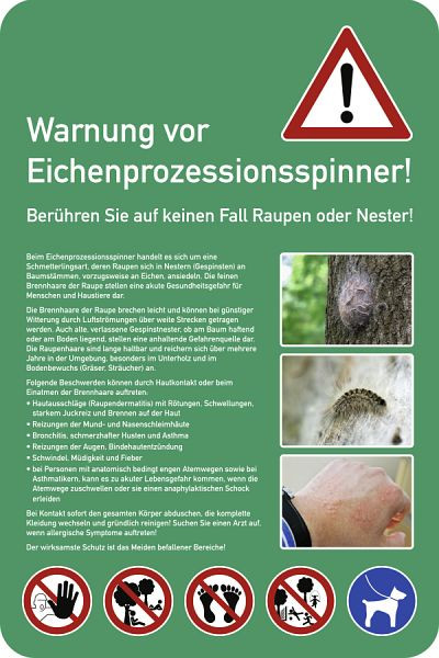 Moedel Warnung vor Eichenprozessionsspinner!..., Aluminium, 500x750 mm, 101037