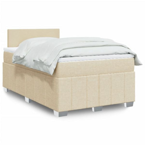 vidaXL Boxspringbett mit Matratze Creme 120x190 cm Stoff, 3289305