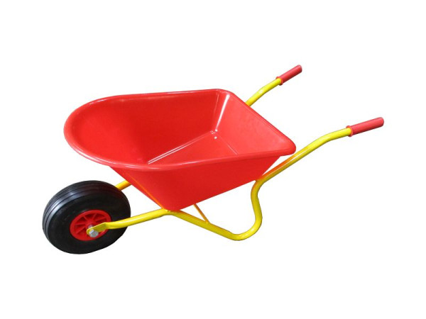 Foxwinkel Kinderschubkarre rot mit PU-Rad, 20 Liter Kunststoffmulde, pulverbeschichtetes Gestell, H 3025, 2030288