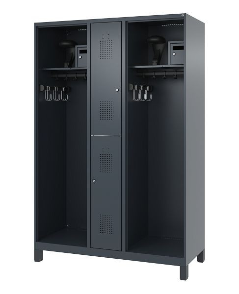 C+P Feuerwehrspind Evolo, Modell MAXI, 2 Abteile, H1850B1300T500 mm, Anthrazit, Füße, 0496015-030 S10007