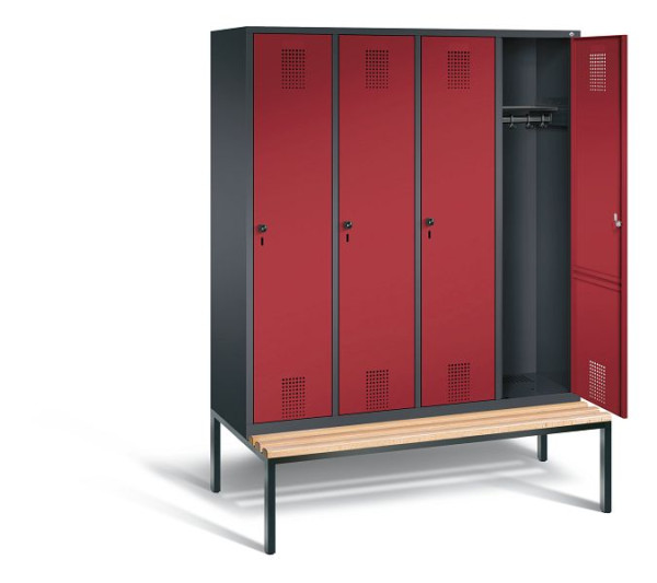C+P Garderobenschrank Evolo, H2090xB1590xT815mm, Farbe: Schwarzgrau / Rubinrot, 48050-42 S10007