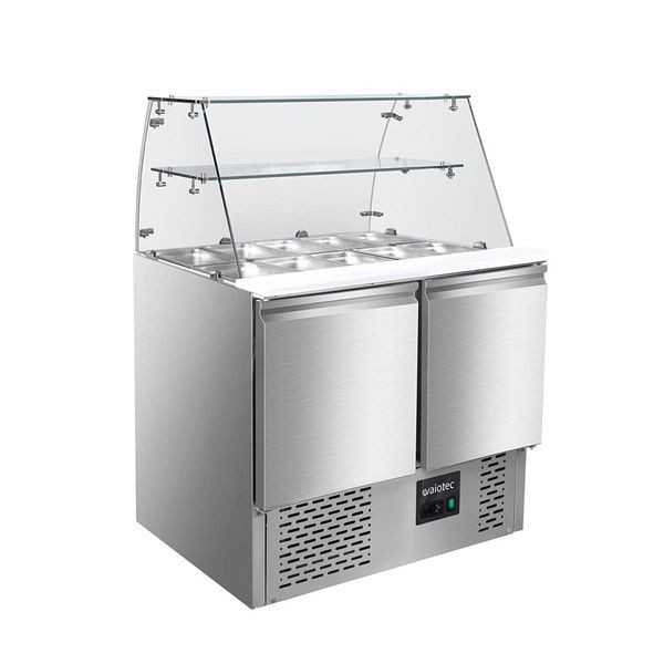 Vaiotec EASYLINE Saladette 700 / 2-fach mit eckigem Glasaufsatz, 90x70x129 cm, 10018